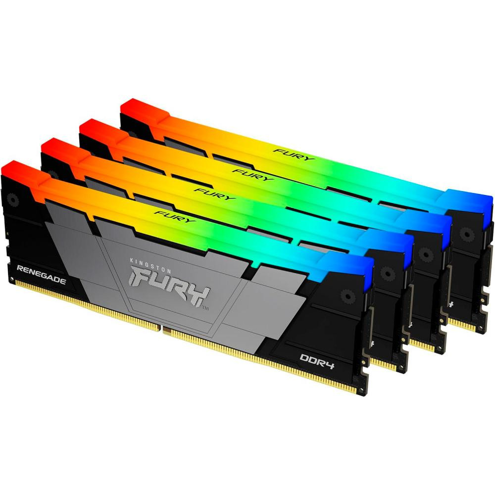 Kingston FURY 128 GB (4x32GB) DDR4 3600 MHz Renegade RGB Black (KF436C18RB2AK4/128) - зображення 1