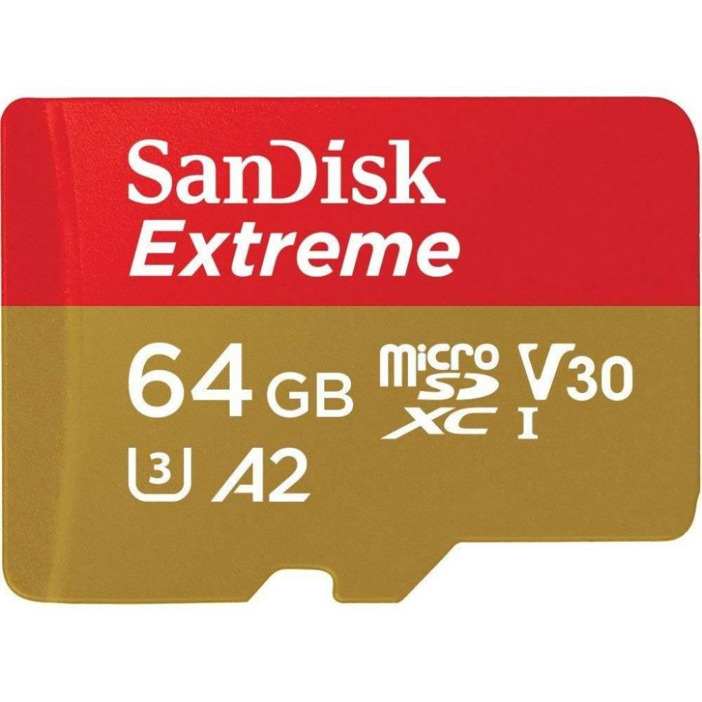 SanDisk 64 GB microSDXC UHS-I U3 Extreme A2 + SD Adapter SDSQXA2-064G-GN6MA - зображення 1