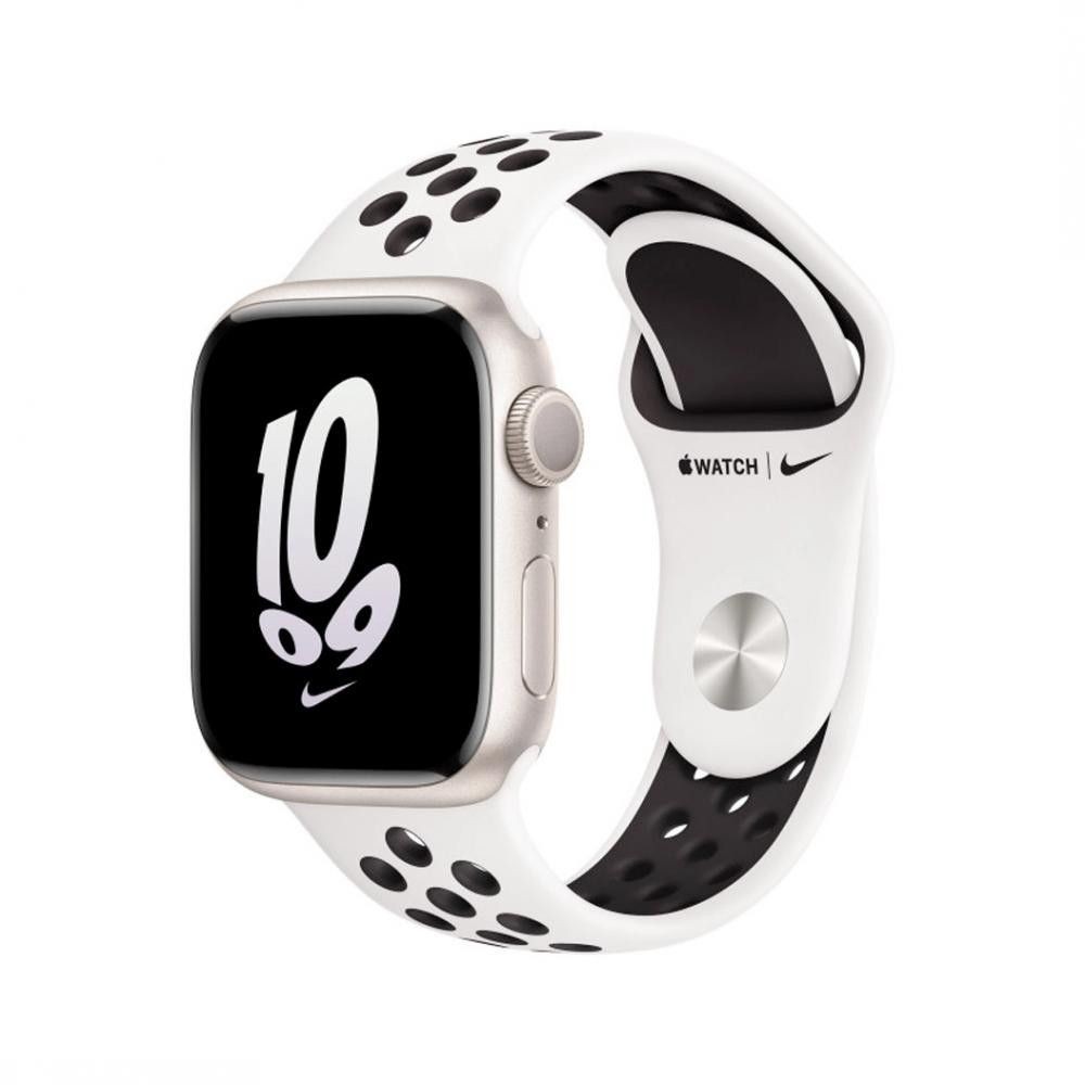 Apple Watch Nike Series 8 GPS 41mm Starlight Aluminum Case  w. Summit White/Black Nike S. Band (MPGK3) - зображення 1