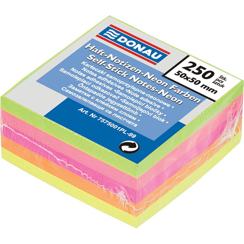DONAU Блок бумаги для записей 50х50 250л., неон, ассорти (7575001PL) - зображення 1
