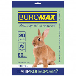 BuroMax А4, 80г/м2, PASTEL, светло--зеленый, 20 листов (BM.2721220-15)