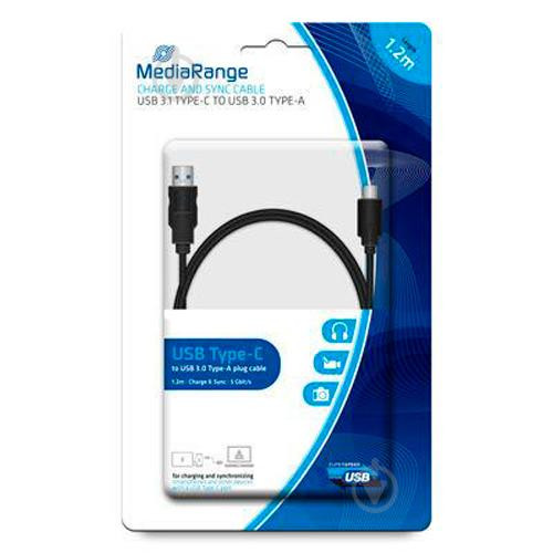 MediaRange USB 3.0 to USB Type-C 1.2m Black (MRCS160) - зображення 1