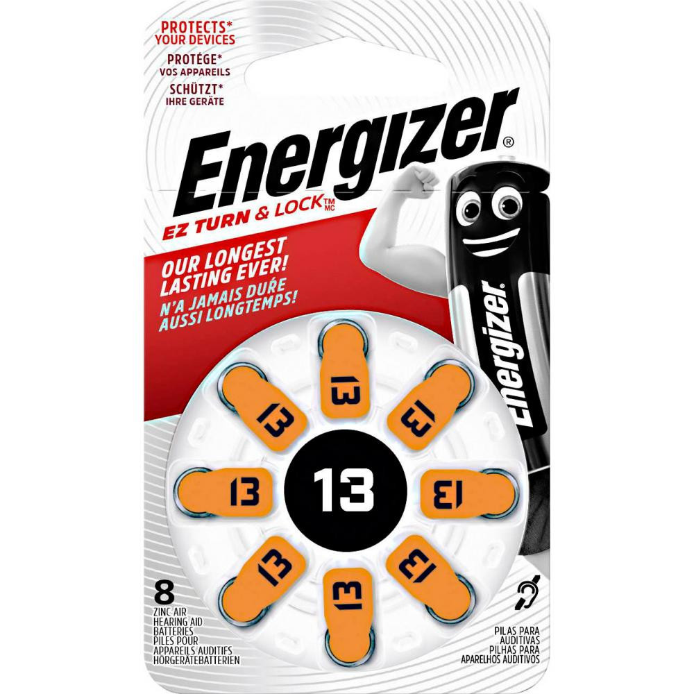 Energizer ZA13 bat(1.4B) Zinc Air 8шт Ez Turn & Lock (7638900425727) - зображення 1