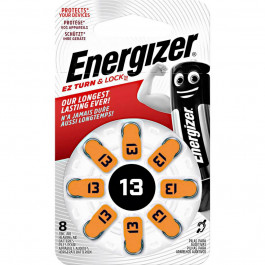 Energizer ZA13 bat(1.4B) Zinc Air 8шт Ez Turn & Lock (7638900425727)