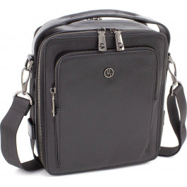 H.T Leather Чоловіча сумка-барсетка чорного кольору з натуральної шкіри на два відділення HT Leather (62199)