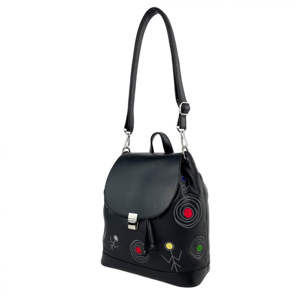 Alba Soboni Сумка-рюкзак з екошкіри чорна з вишивкою  230273-133488 - зображення 1