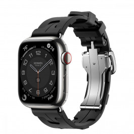 Apple Watch Hermes Series 9 LTE 41mm Silver S. Steel Case w. Noir Kilim S. Tour (MRQ43+MTHT3)