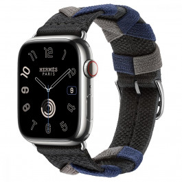 Apple Watch Hermes Series 9 LTE 45mm Silver S. Steel w. Noir Bridon S. Tour (MRQ43+MTHQ3)