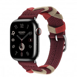 Apple Watch Hermes Series 9 LTE 41mm Space Black S. Steel w. Rouge H Bridon S. Tour (MRQ53+MTHL3)