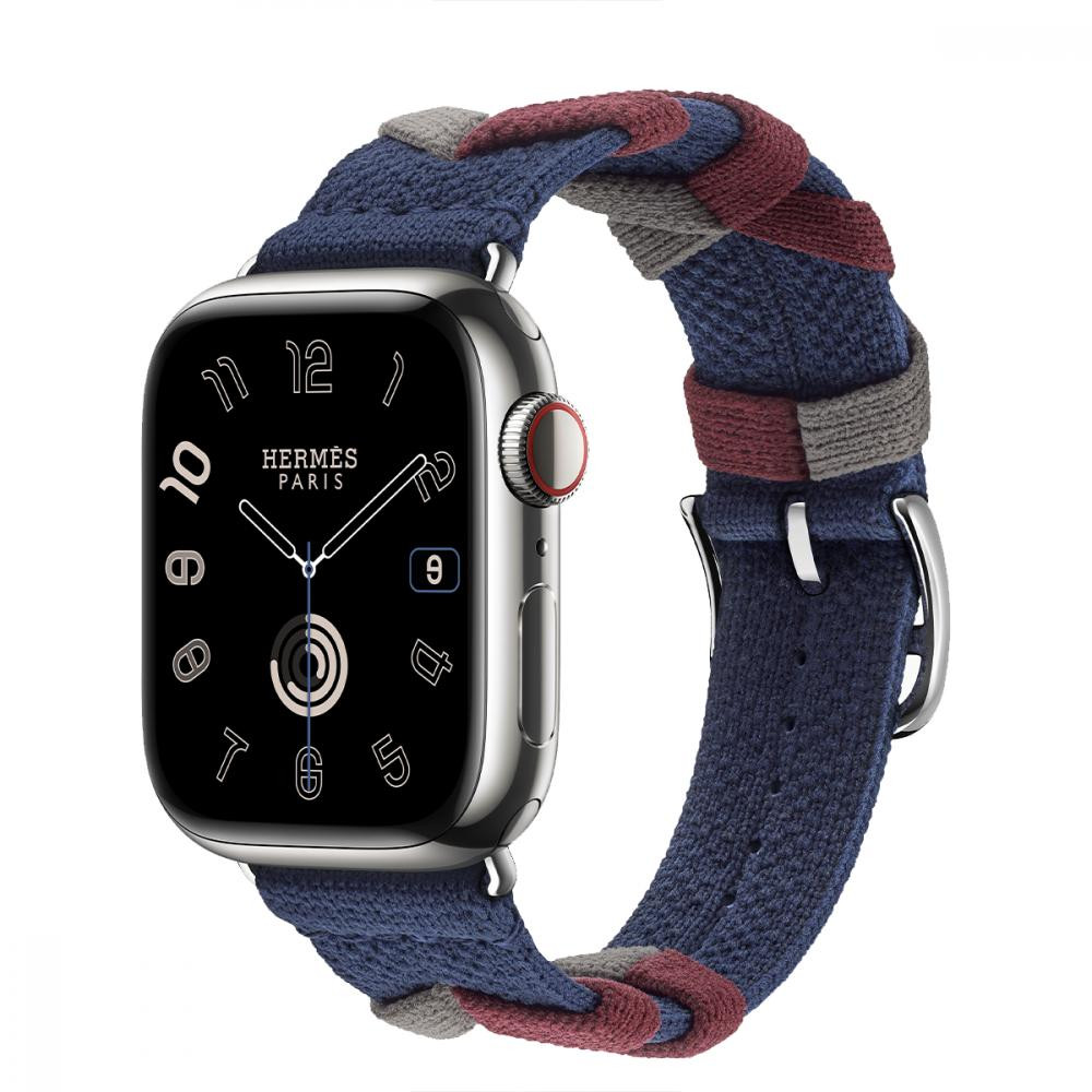Apple Watch Hermes Series 9 LTE 41mm Silver S. Steel w. Rouge H Bridon S. Tour (MRQ43+MTHL3) - зображення 1