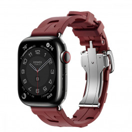 Apple Watch Hermes Series 9 LTE 41mm Space Black S. Steel w. Rouge H Kilim S. Tour (MRQ53+MTHW3)
