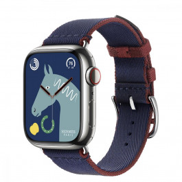 Apple Watch Hermes Series 9 LTE 41mm Silver S. Steel w. Navy/Rouge H Twill J. S. Tour (MRQ43+MTHF3)