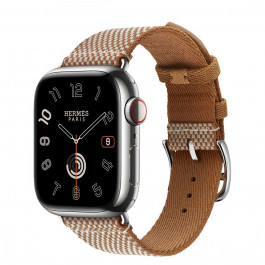 Apple Watch Hermes Series 9 LTE 41mm Silver S. Steel w. Gold/Ecru Toile H S. Tour (MRQ43+MTJG3)