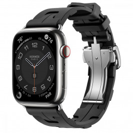 Apple Watch Hermes Series 9 LTE 45mm Silver S. Steel w. Noir Kilim S. Tour (MRQP3+MTHX3)