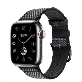 Apple Watch Hermes Series 9 LTE 41mm Silver S. Steel w. Denim/Noir Toile H S. Tour (MRQ43+MTJH3)
