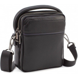 H.T Leather Кожаная мужская сумка-барсетка черного цвета с ручкой  (11509)
