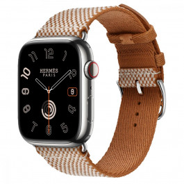 Apple Watch Hermes Series 9 LTE 45mm Silver S. Steel w. Gold/Ecru Toile H S. Tour (MRQP3+MTJJ3)