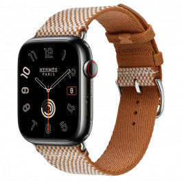 Apple Watch Hermes Series 9 LTE 45mm Space Black S. Steel w. Gold/Ecru Toile H S. Tour (MRQQ3+MTJJ3)