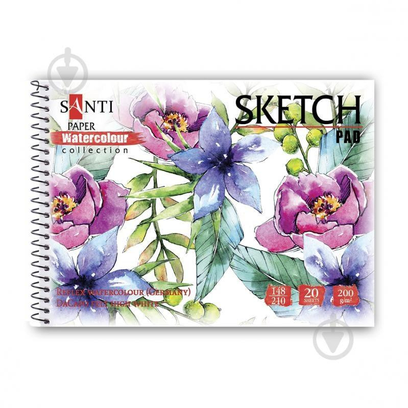 Santi Альбом для малювання  А5 для акварелі Flowers, 20 аркушів (130497) - зображення 1