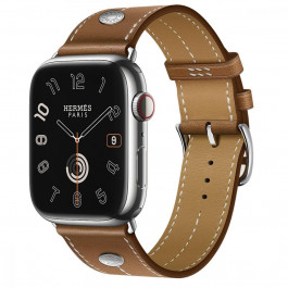 Apple Watch Hermes Series 9 LTE 45mm Silver S. Steel w. Fauve Barenia calfskin S. Tour (MRQP3+H0002581J34)