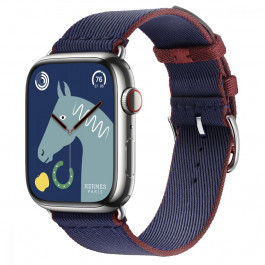 Apple Watch Hermes Series 9 LTE 45mm Silver S. Steel w. Navy/R. H Twill Jump S. Tour (MRQP3+MTHJ3)