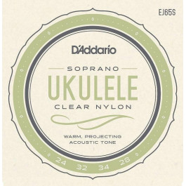 D'Addario Струны для укулеле  EJ65S Clear Nylon Soprano Ukulele Strings 24/28