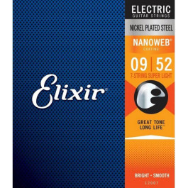 Elixir 12007 Nanoweb Anti Rust Steels Electric 7-String Super Light 9/52