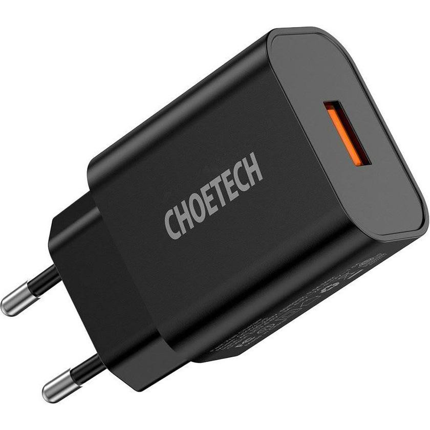 Choetech Q5003 18W USB-A QC3.0 Wall Charger Black - зображення 1