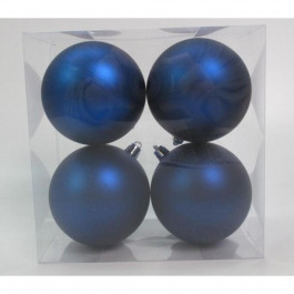 YES! Fun Ялинкова іграшка  набір куль пластик, 8см, 4 шт, синій матовий (974526)