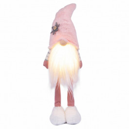 YES! Fun Новорічна фігурка  Гном в рожевому колпаку, 46 см, LED тіло (974634)