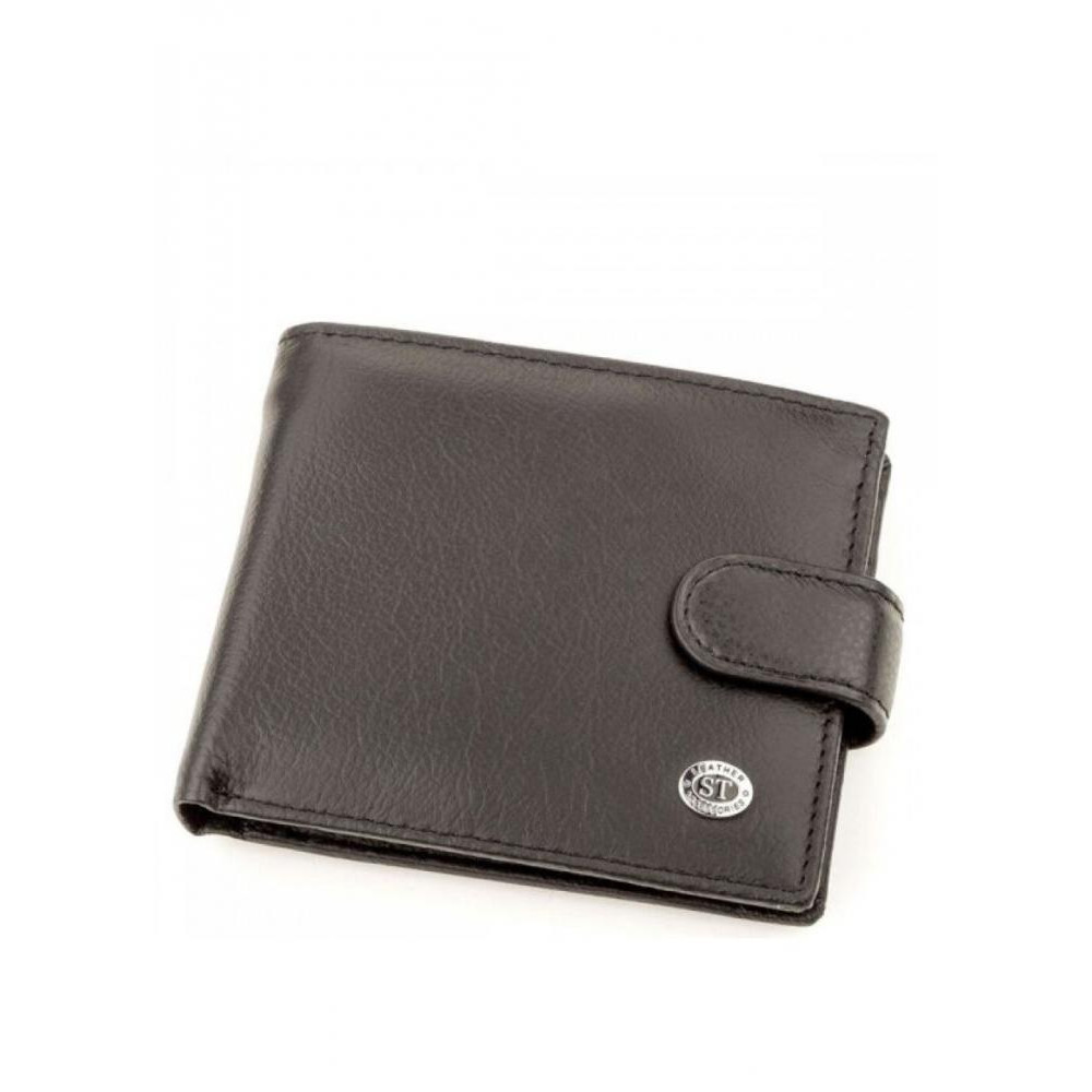 ST Leather Чоловічий шкіряний гаманець  (ST104) 98309 Чорний - зображення 1