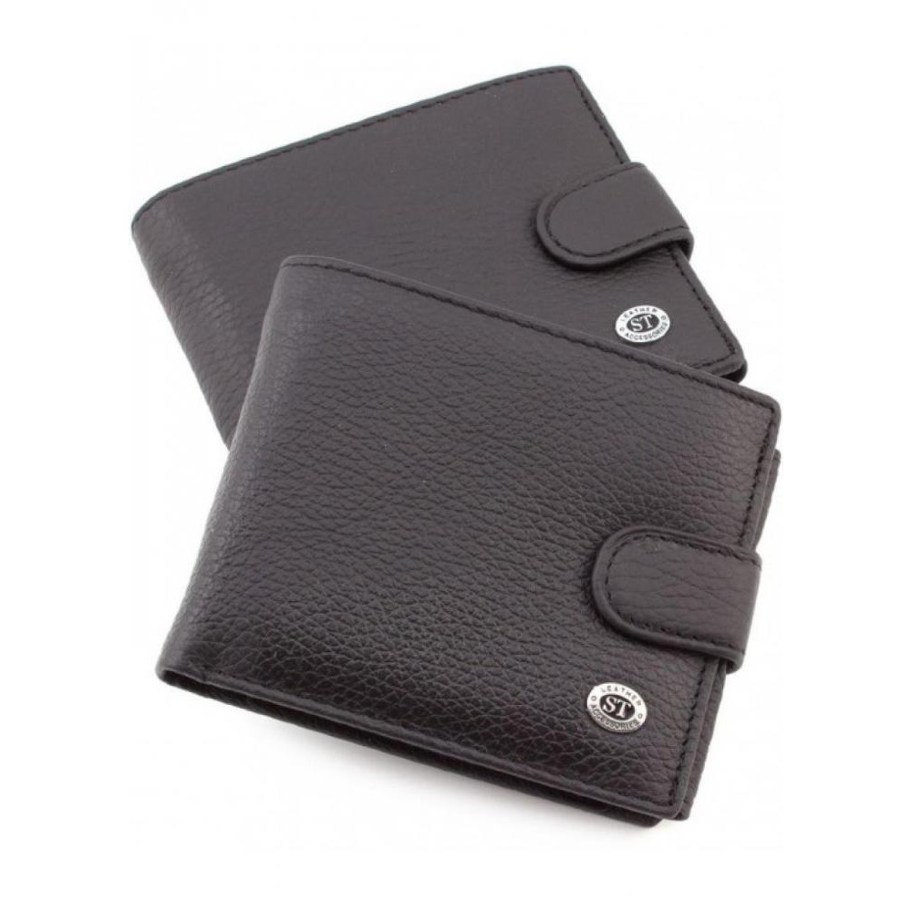 ST Leather Чоловічий шкіряний гаманець  (ST102) 98300 Чорний - зображення 1