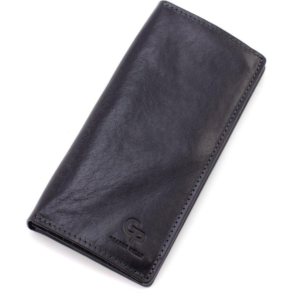 Grande Pelle Чорний шкіряний гаманець великого розміру на магніті  67803 - зображення 1