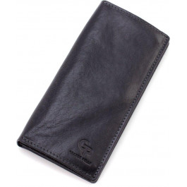 Grande Pelle Чорний шкіряний гаманець великого розміру на магніті  67803