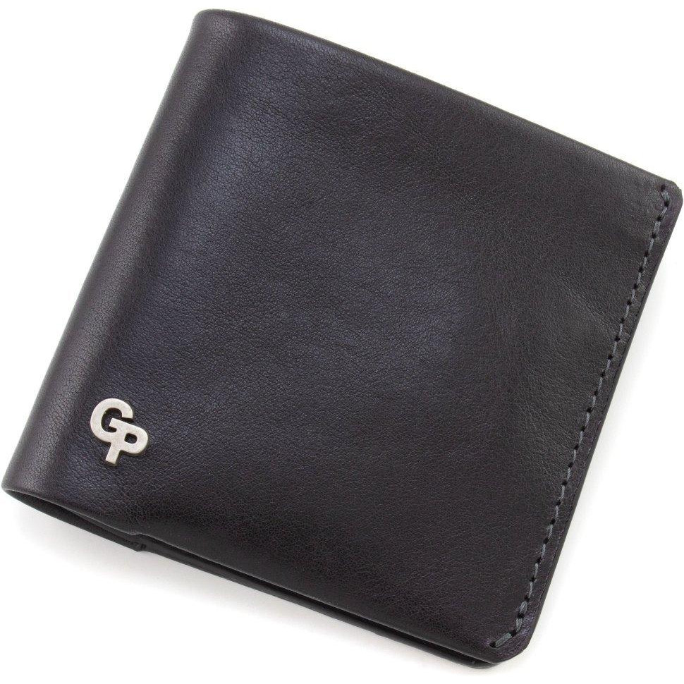 Grande Pelle Чоловіче портмоне з натуральної шкіри чорного кольору без монетниці  67811 - зображення 1