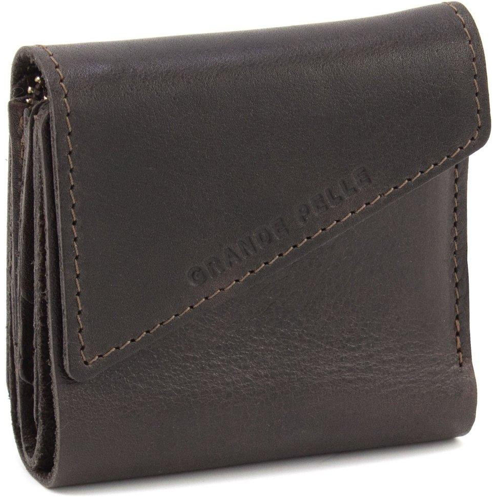 Grande Pelle Невеликий коричневий гаманець із натуральної італійської шкіри на магніті  67844 - зображення 1