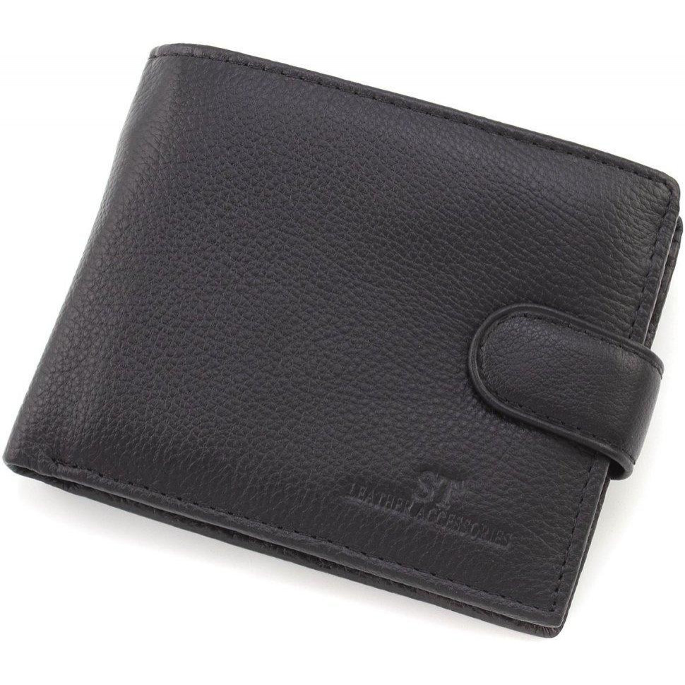 ST Leather Середнє чоловіче портмоне з натуральної шкіри чорного кольору під карти та документи  1767463 - зображення 1