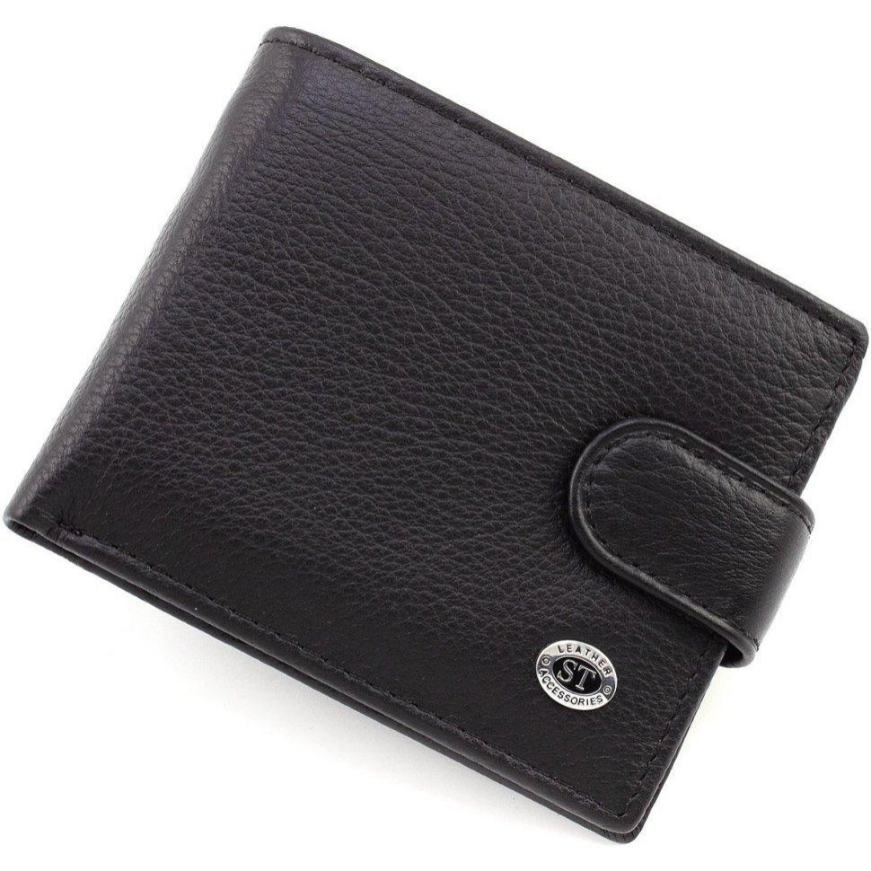 ST Leather Чоловічий портмоне мініатюрного розміру із натуральної шкіри чорного кольору  1767466 - зображення 1