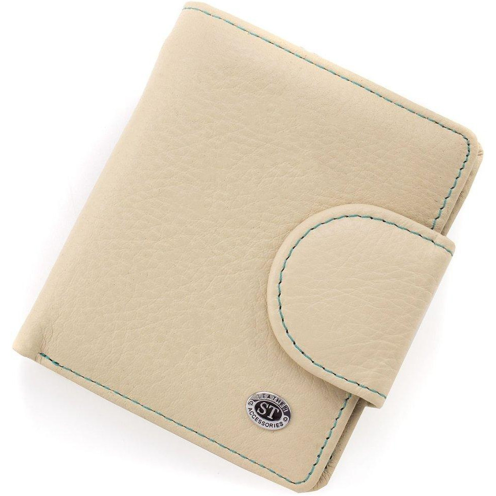 ST Leather Жіночий гаманець із натуральної шкіри молочного кольору з хлястиком на магніті  1767307 - зображення 1