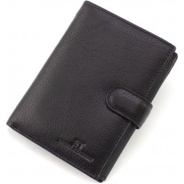 ST Leather Чоловіче портмоне із натуральної чорної шкіри із блоком під документи  1767356