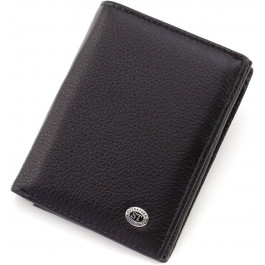 ST Leather Чоловіче портмоне із натуральної чорної шкіри із блоком під документи  1767441