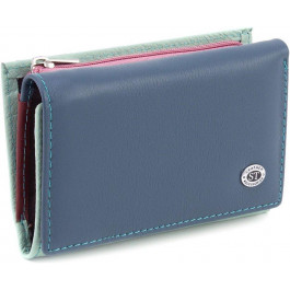ST Leather Різнобарвний жіночий гаманець компактного розміру з натуральної шкіри на магніті  1767214