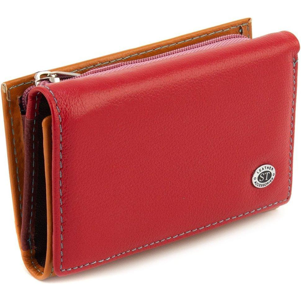 ST Leather Шкіряний жіночий різнокольоровий гаманець компактного розміру на магніті  1767215 - зображення 1