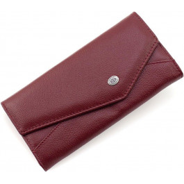 ST Leather Бордовий жіночий гаманець із натуральної шкіри з асиметричним клапаном на кнопці  1767407