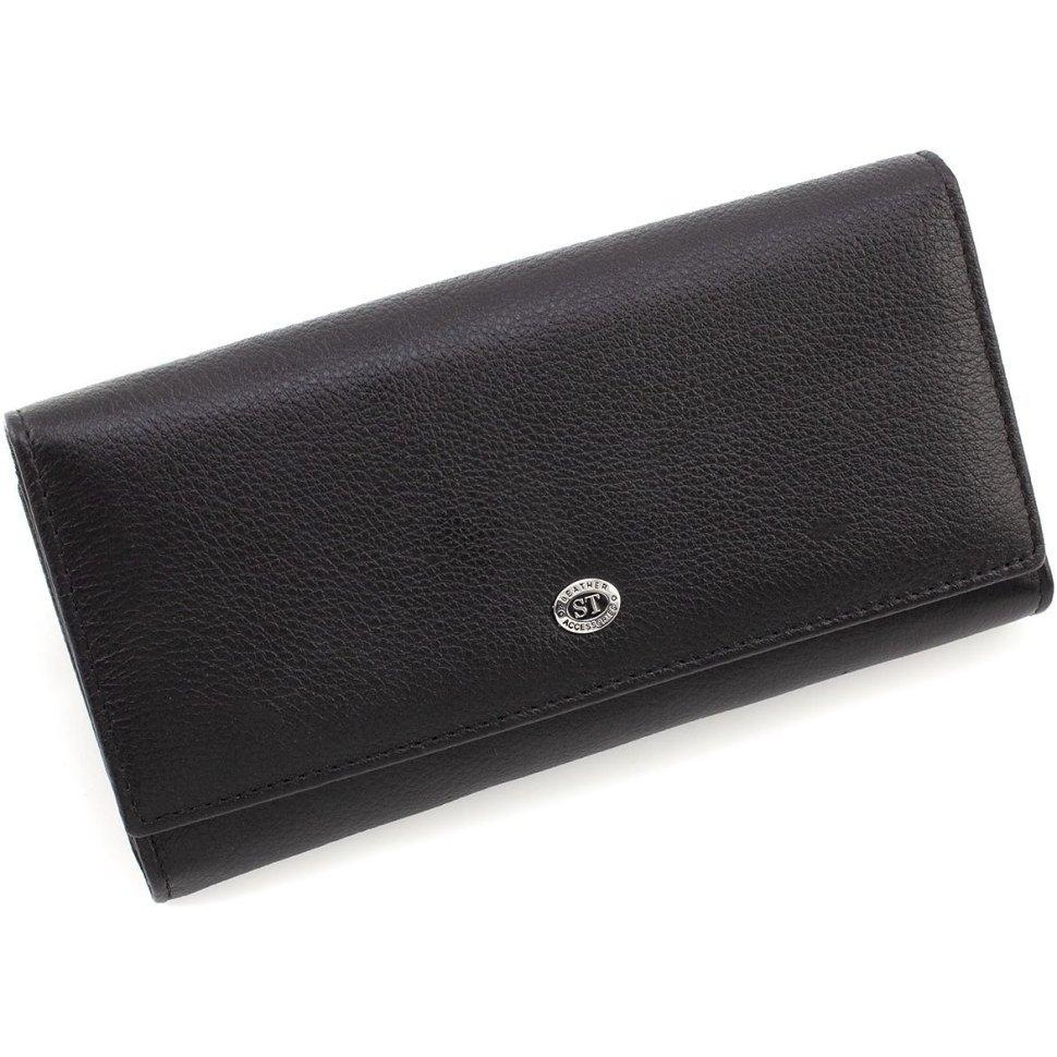 ST Leather Чорний жіночий шкіряний гаманець із блоком під карти  1767451 - зображення 1
