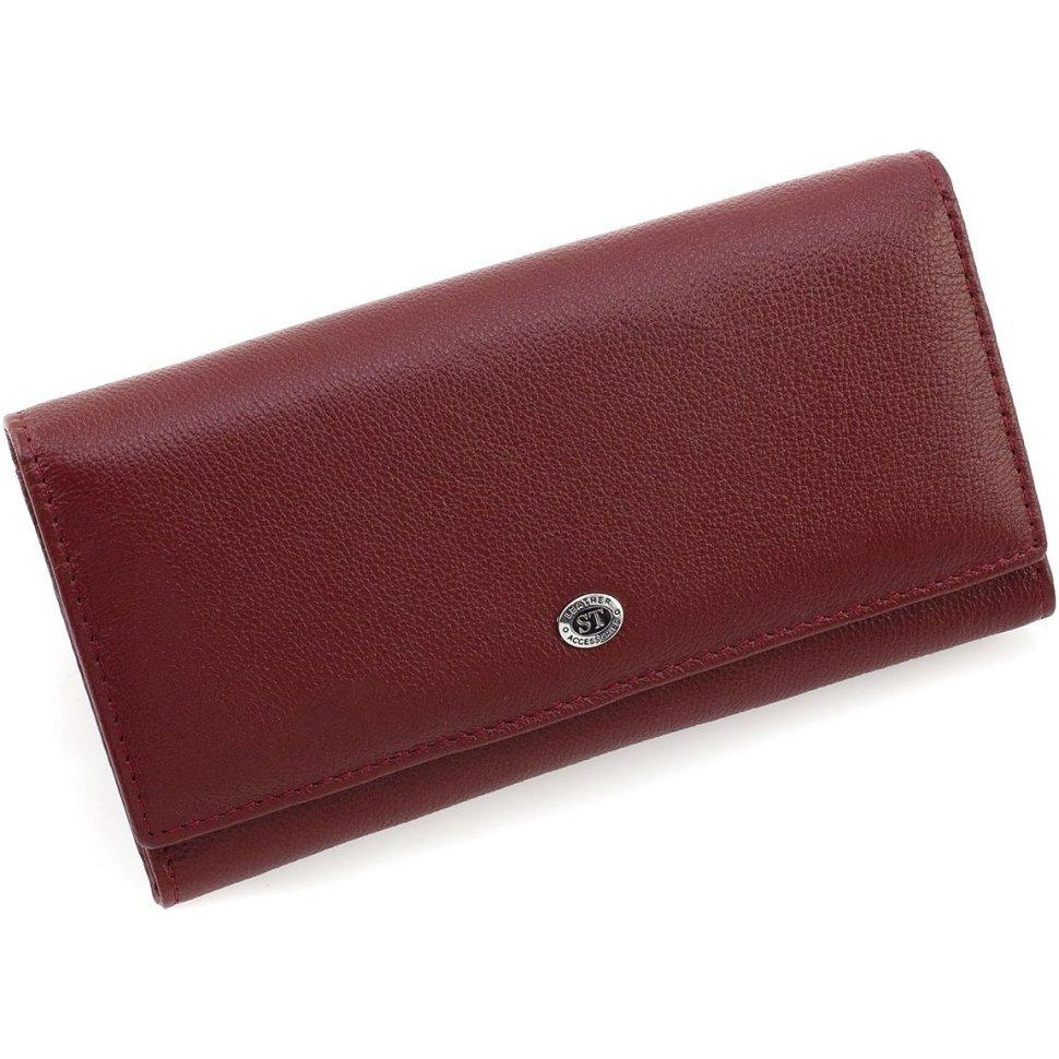 ST Leather Шкіряний жіночий бордовий гаманець з блоком під карти  1767449 - зображення 1