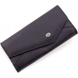 ST Leather Шкіряний жіночий гаманець чорного кольору з асиметричним клапаном на кнопці  1767408