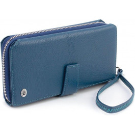 ST Leather Великий жіночий гаманець-клатч синього кольору із натуральної шкіри  1767378