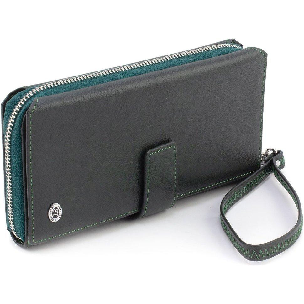 ST Leather Зелений жіночий гаманець-клатч із натуральної шкіри з кистьовим ремінцем  1767376 - зображення 1