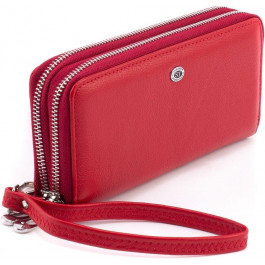 ST Leather Червоний жіночий гаманець із натуральної шкіри на дві блискавки  1767389